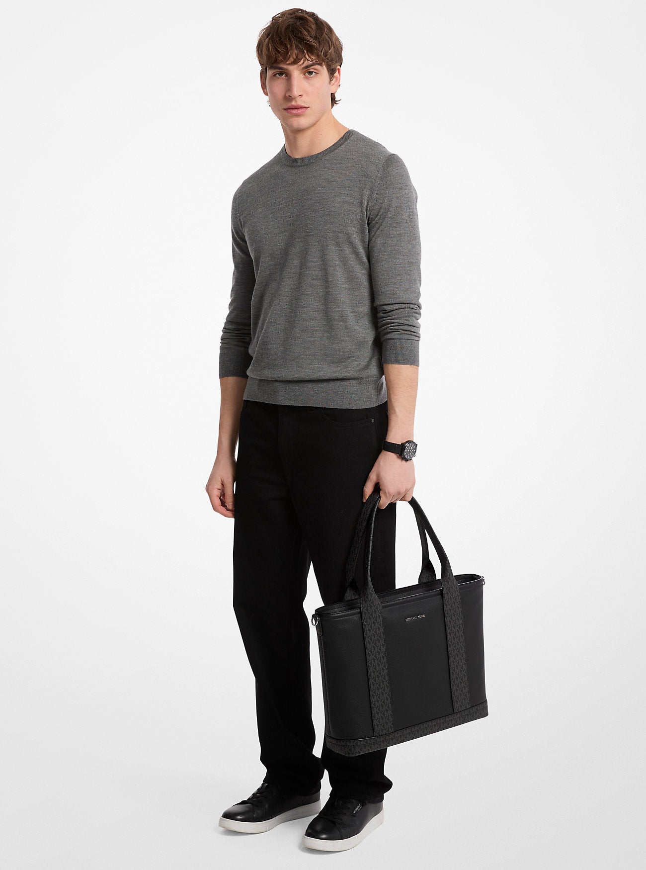 Hudson Leather and Signature Logo Work Tote Bag